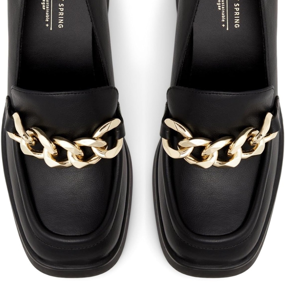 Black platform loafers